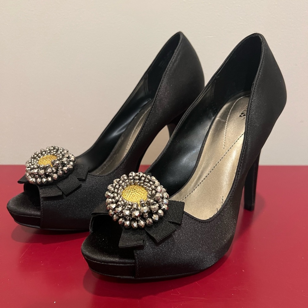 Apt. 9 Black Heels with Gold Embellishment
